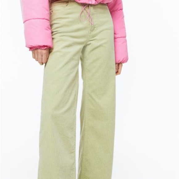 Wide-leg corduroy pants - light green - Picture 3 of 3